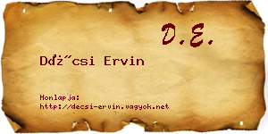 Décsi Ervin névjegykártya