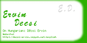 ervin decsi business card